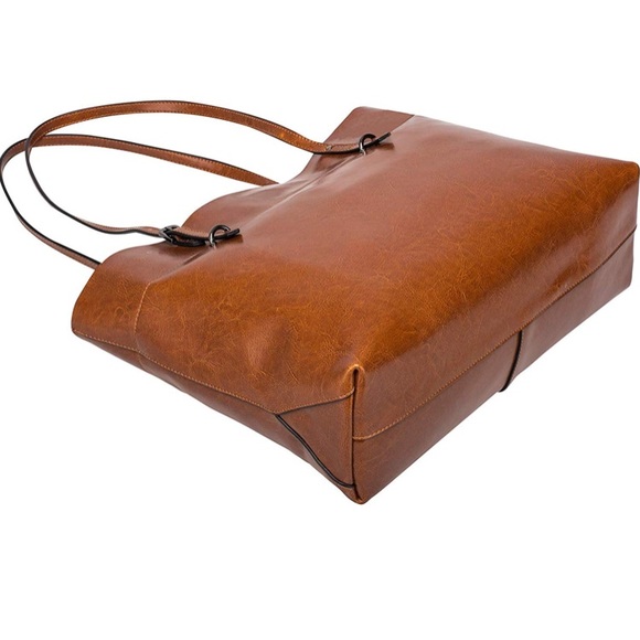 Brown Genuine Leather Tote Shoulder Bag - Picture 3 of 6